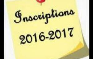Inscriptions saison 2016/2017