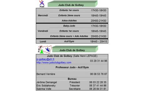 Nouveaux horaires saison 2015-2016