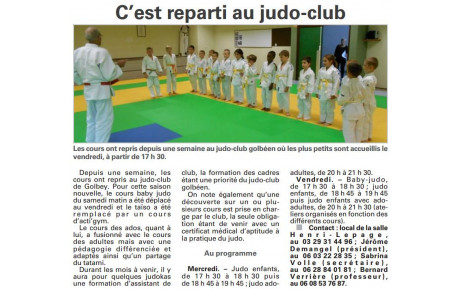 1er article de presse de la saison pour le club