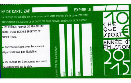 Le chèque sport ZAP