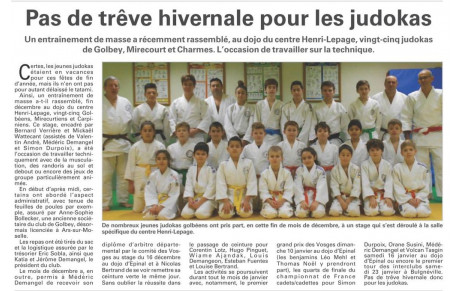1er article de presse de l'année pour le club