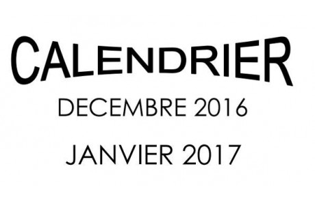 Calendrier décembre 2016 - janvier 2017